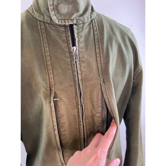 UNIS Green Long Sleeve Zip Front Cotton Military Style Jacket Size XS VTG Retro - Picture 3 of 8
